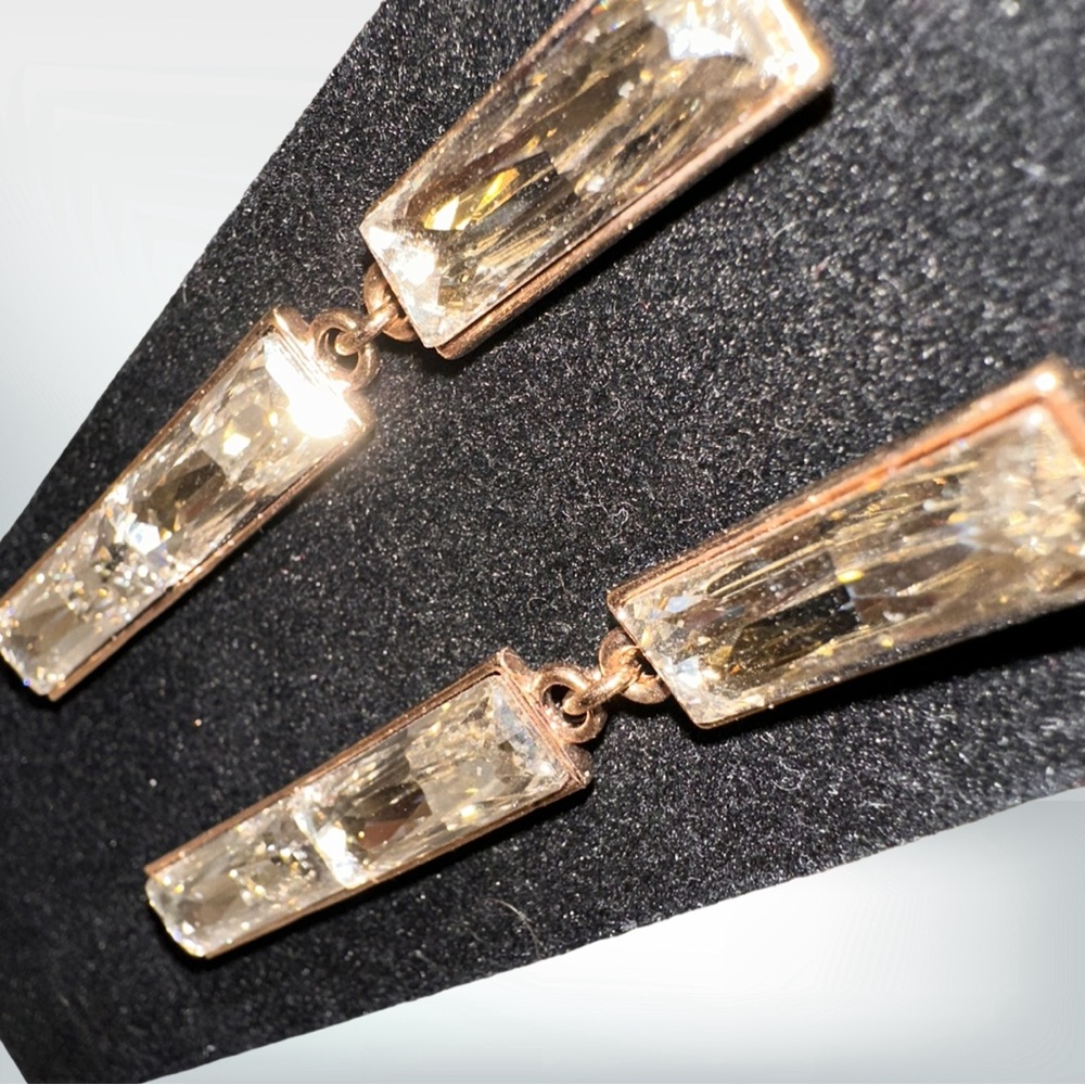Swarofski Crystal Drop Earings Pierced NWOT - Picture 3 of 4
